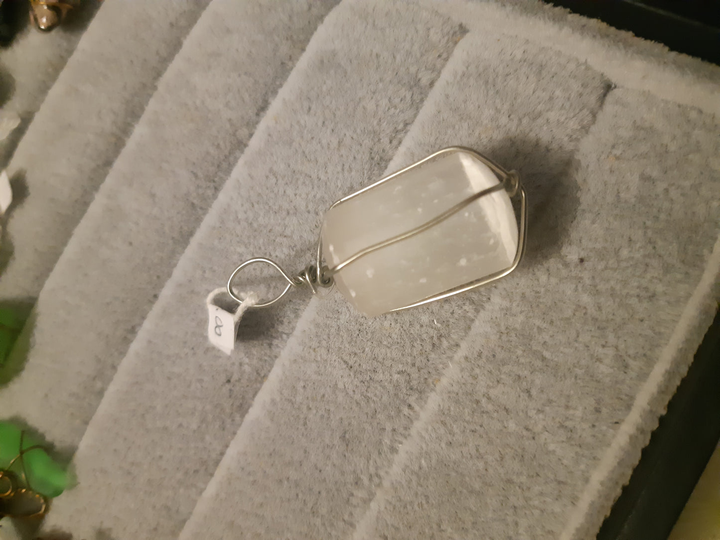 selenite wire wrapped pendants