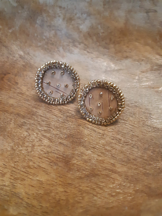 Birch bark gold sparkles studs