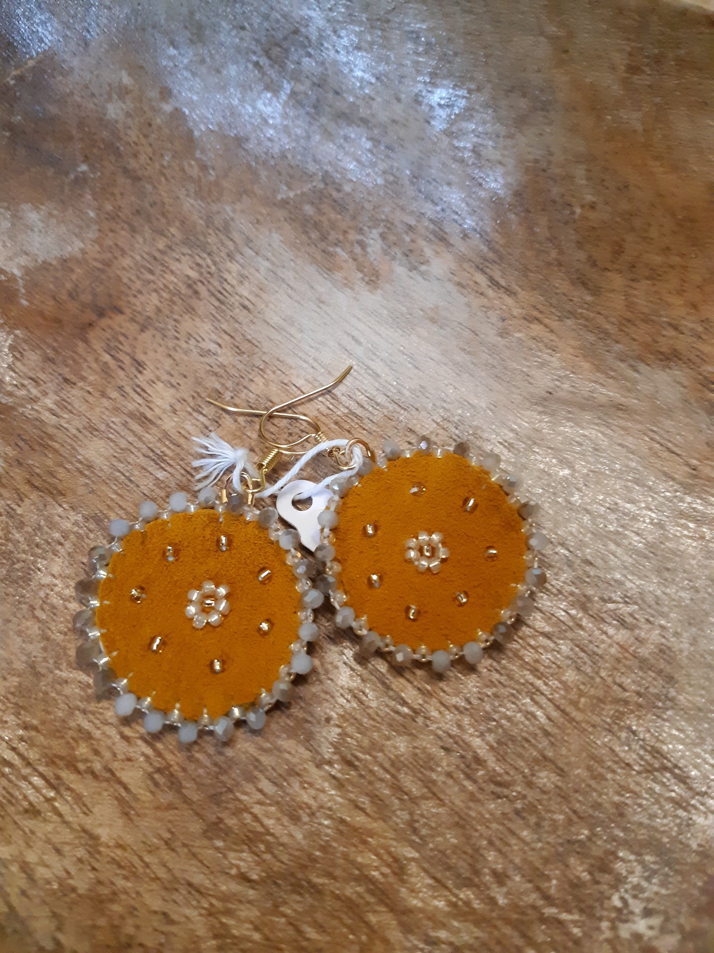 gold floral hide flats