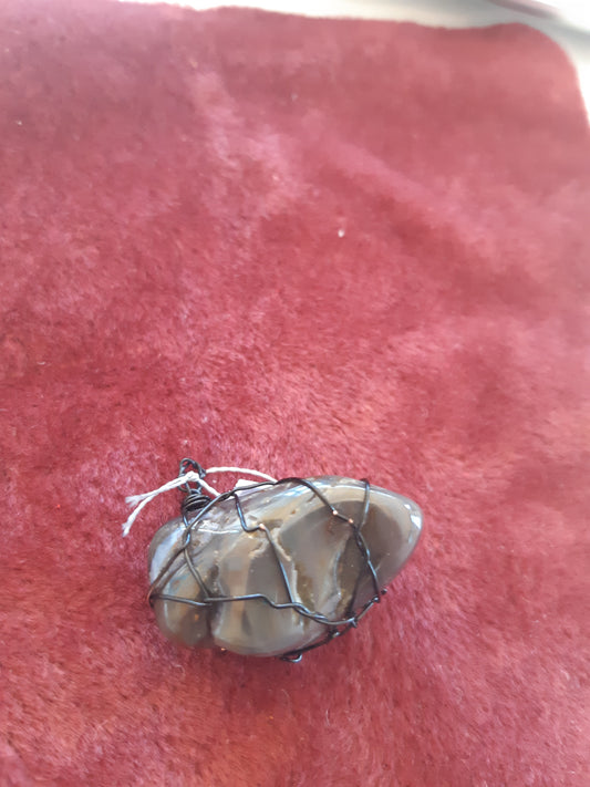 Black Agate wire wrapped pendants