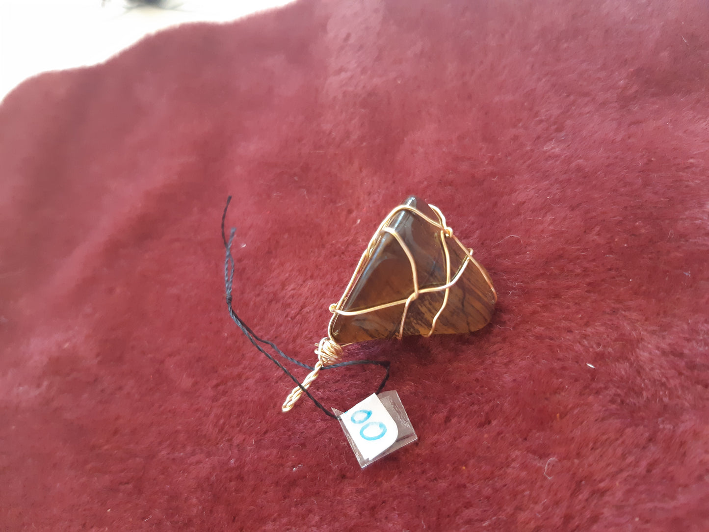 tigers eye wire wrapped pendants