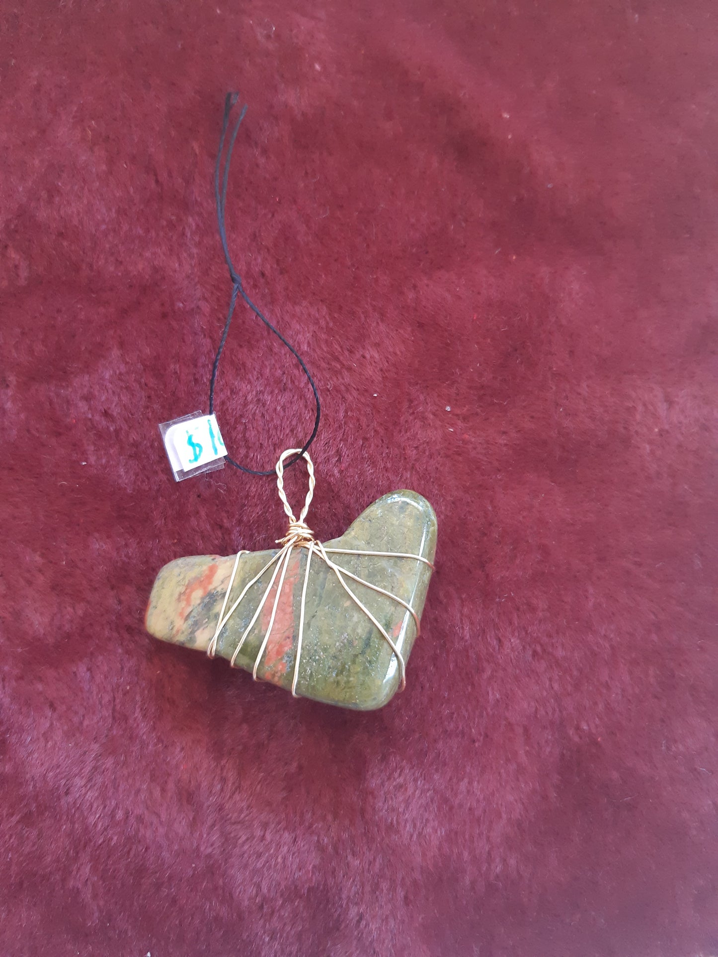 Unakite wire wrapped pendants