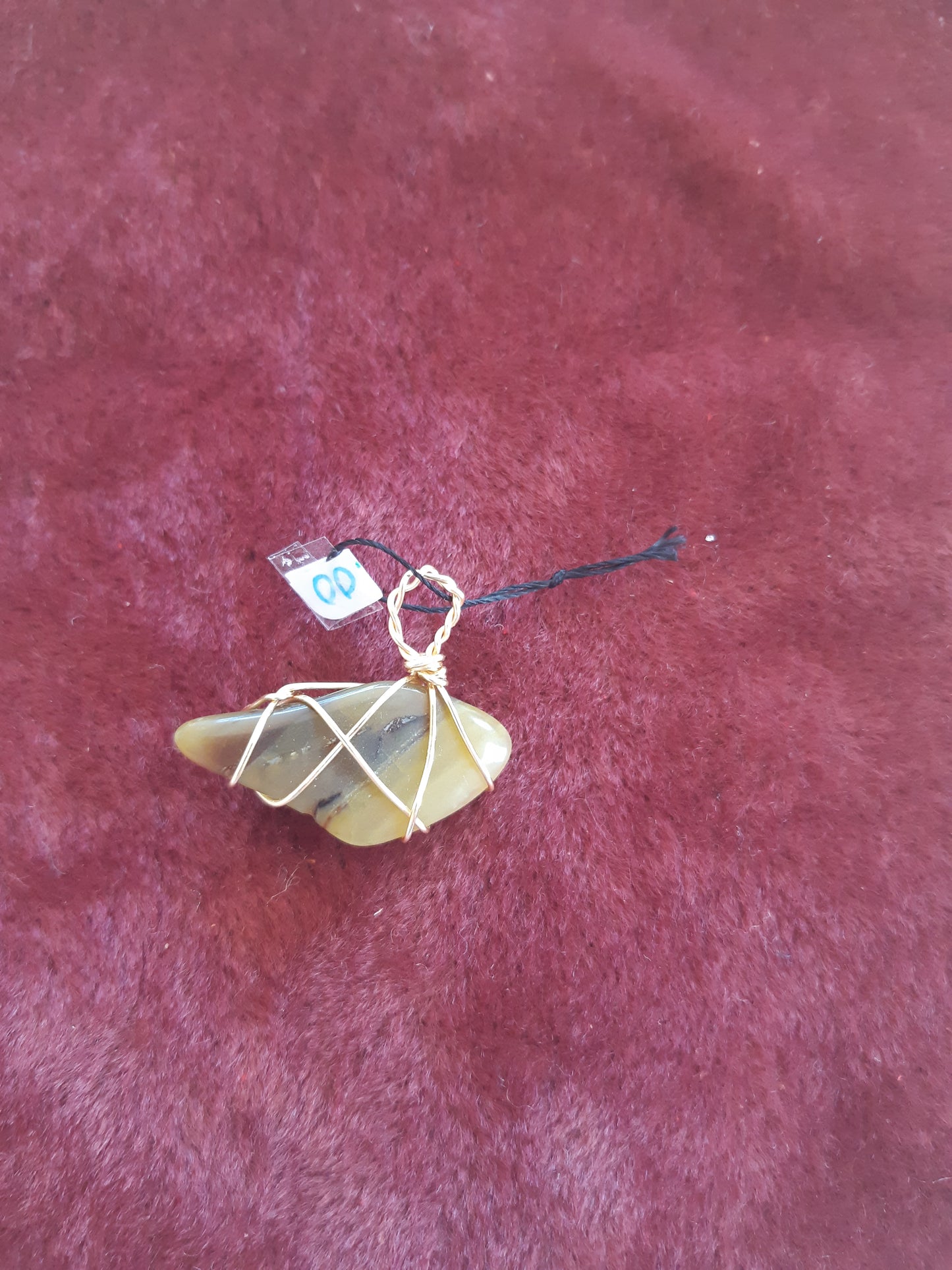 Yellow Jasper wire wrapped pendant