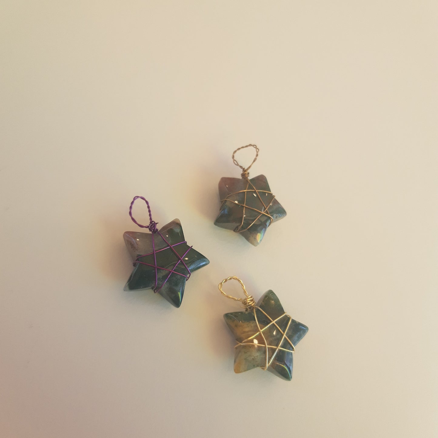 Wire-wrapped mini star pendants