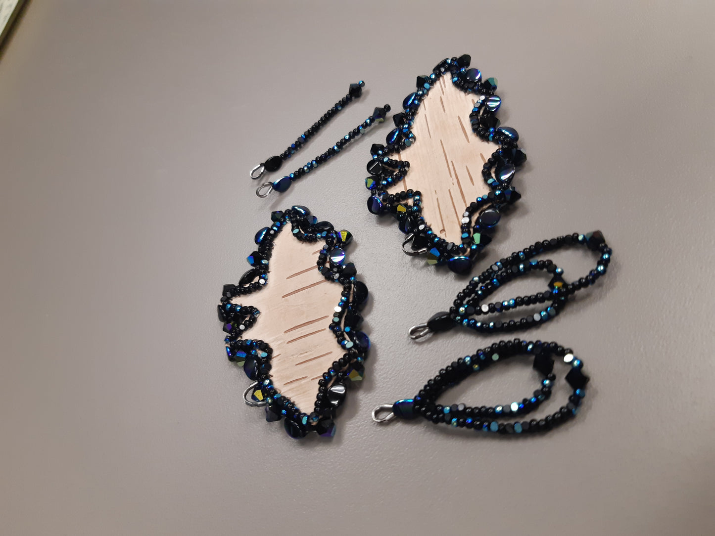 Sparkle birch bark bat earrings