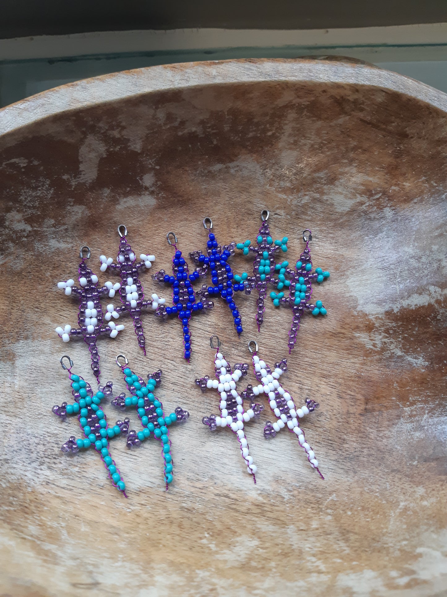 beaded gecko earrings