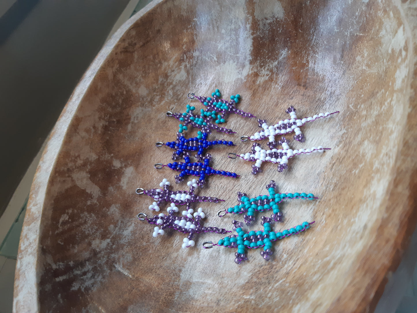 beaded gecko earrings