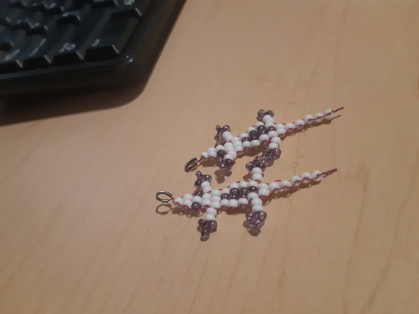 beaded gecko earrings