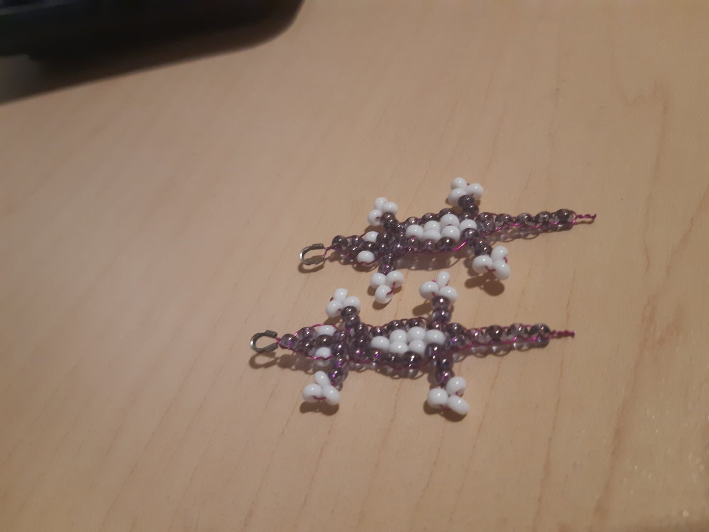 beaded gecko earrings