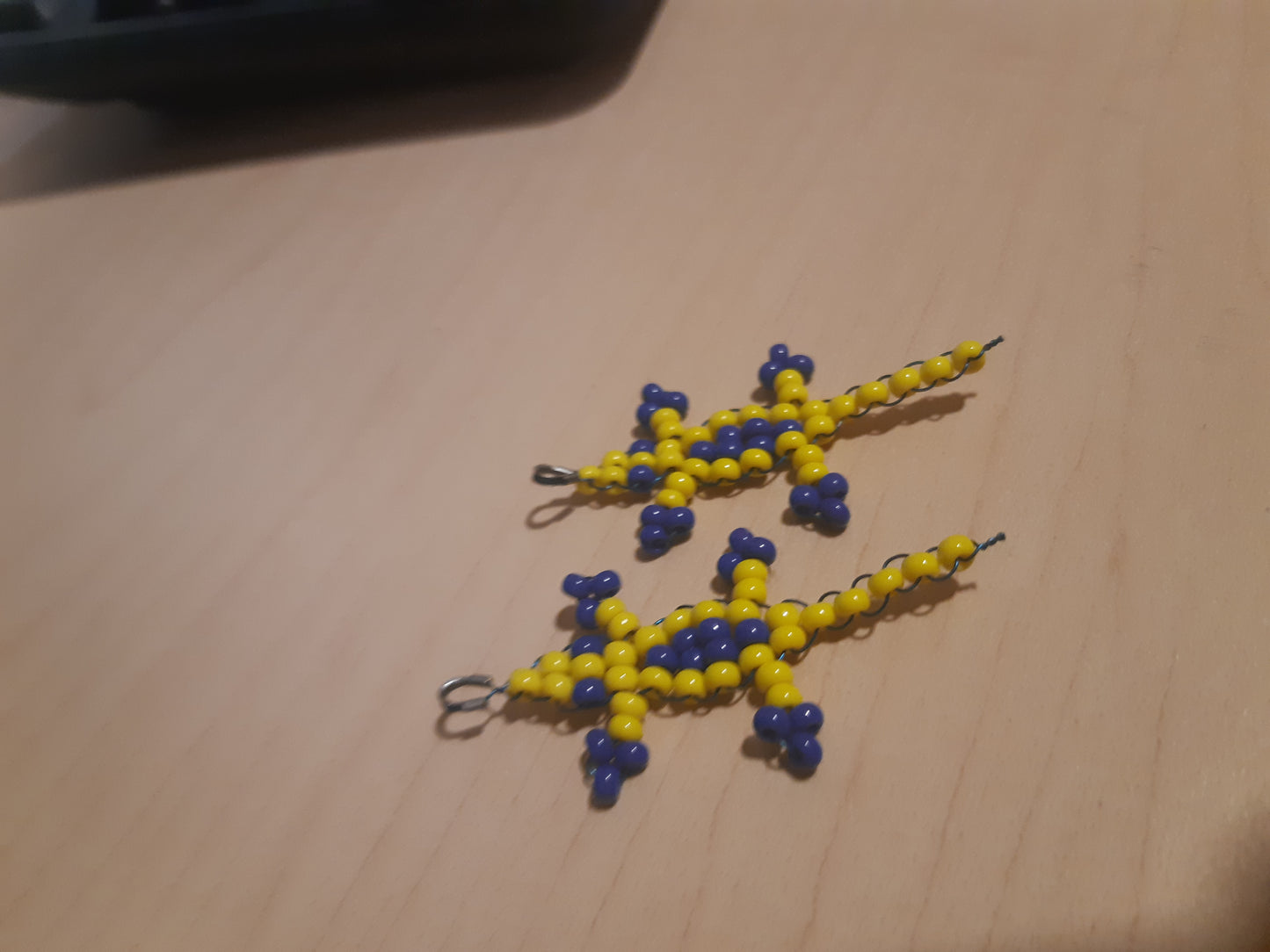 beaded gecko earrings