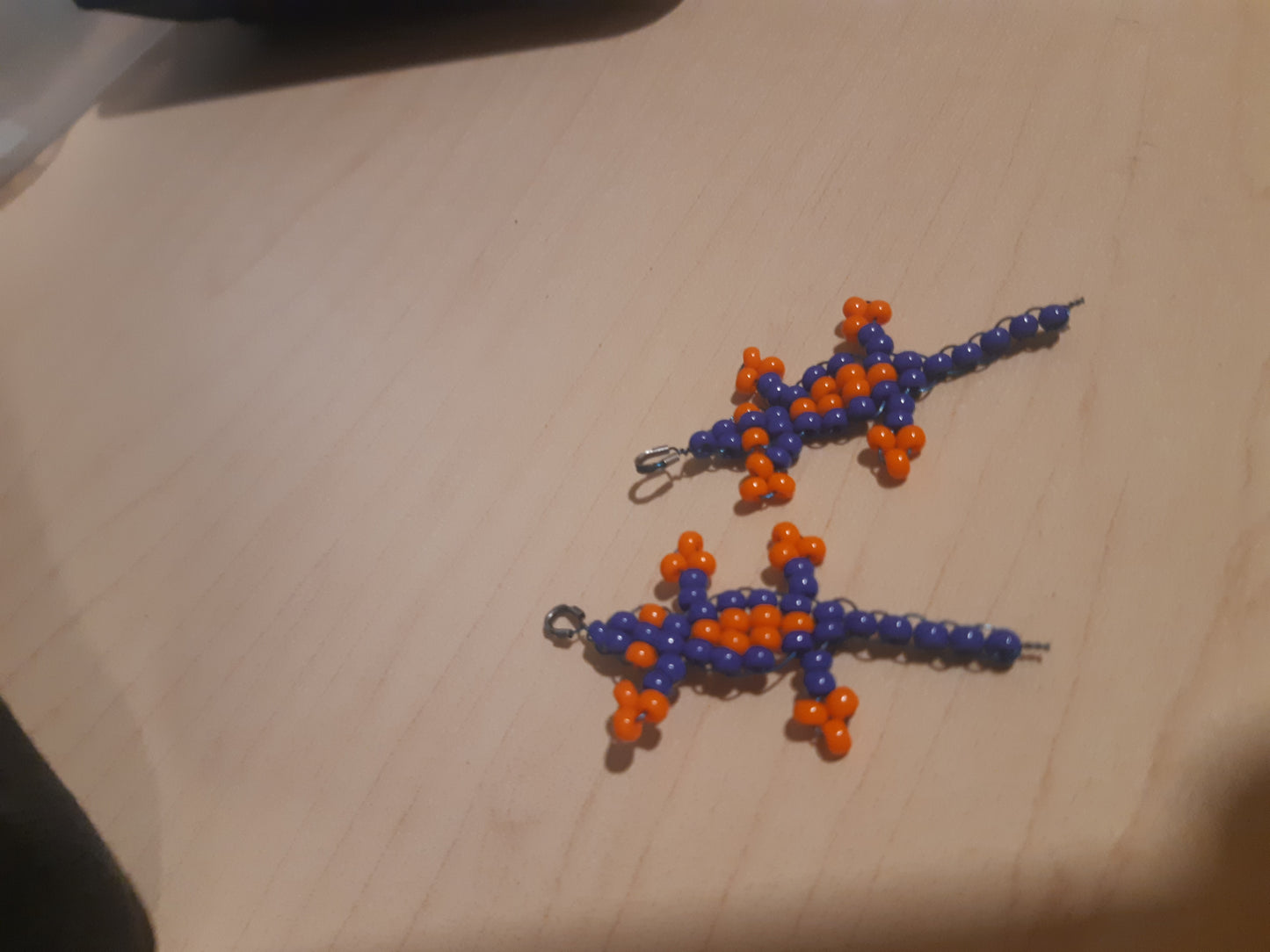 beaded gecko earrings
