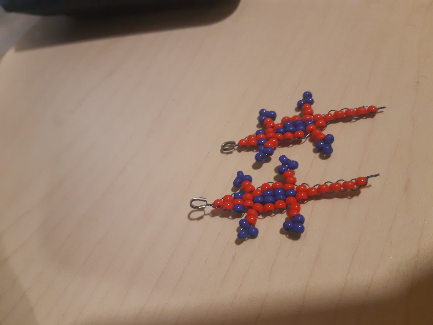beaded gecko earrings