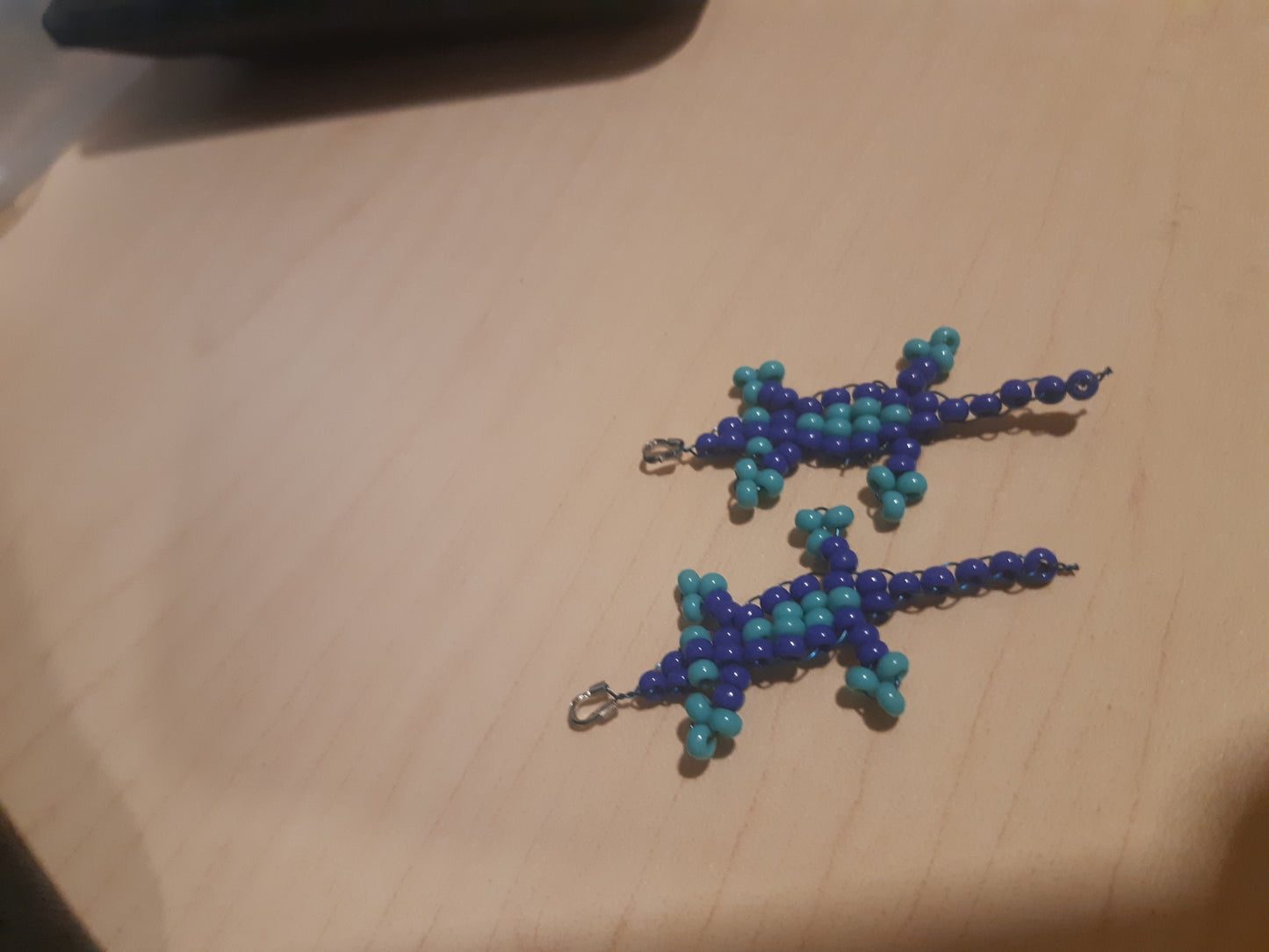 beaded gecko earrings