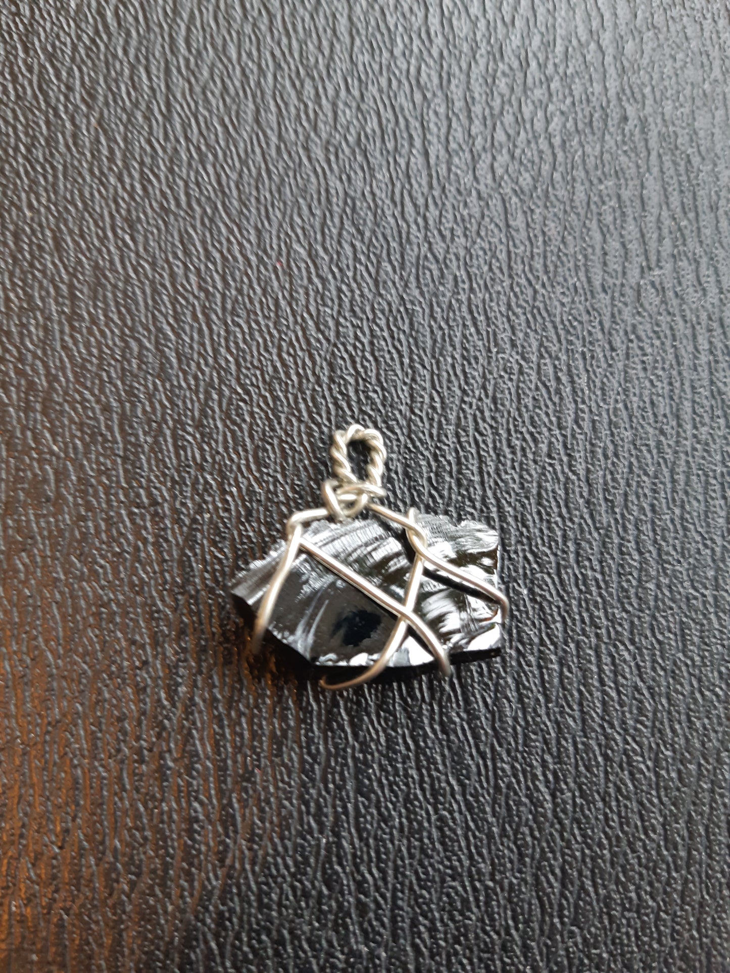 Obsidian shard wire wrapped pendants