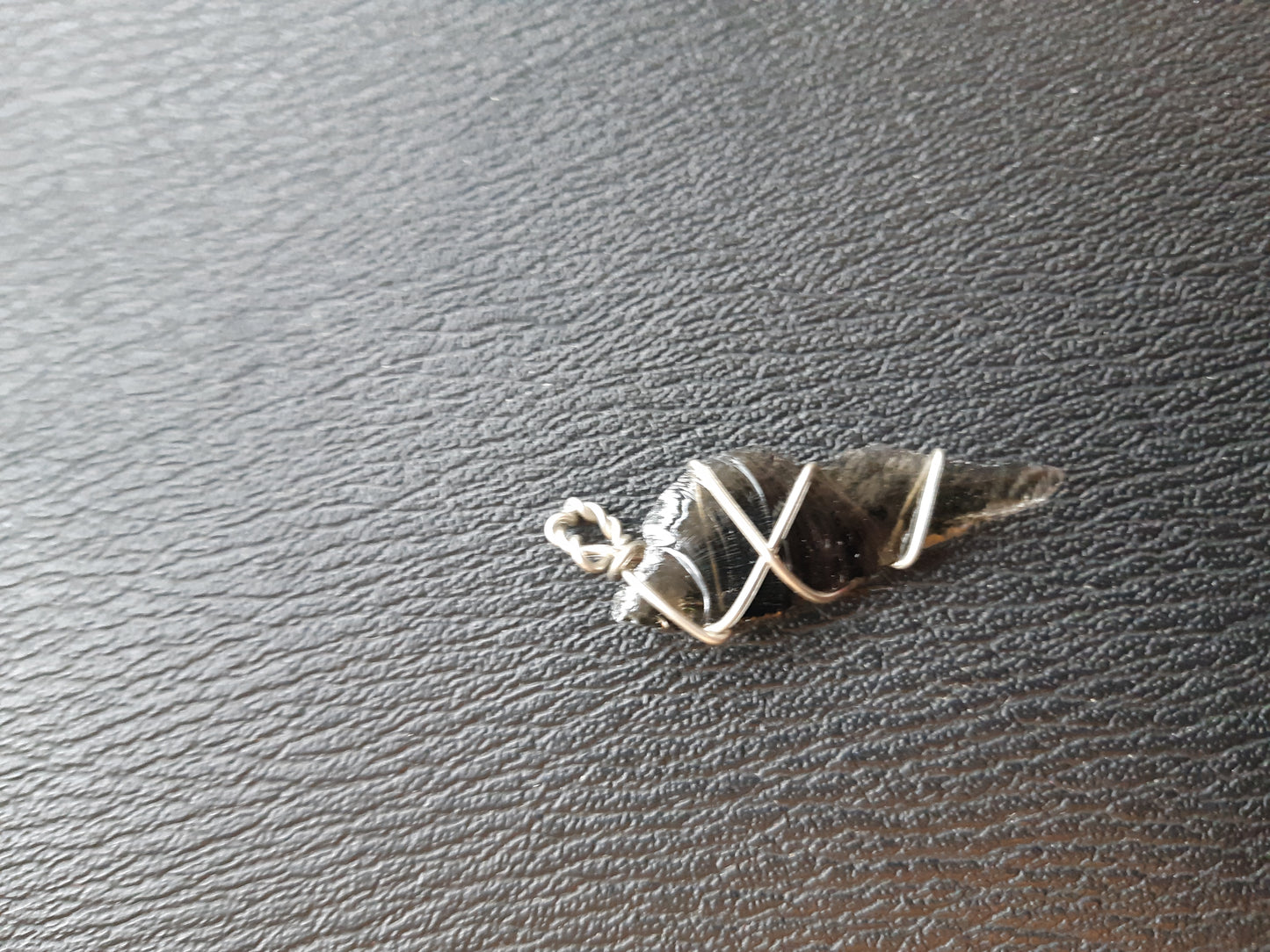 Obsidian shard wire wrapped pendants