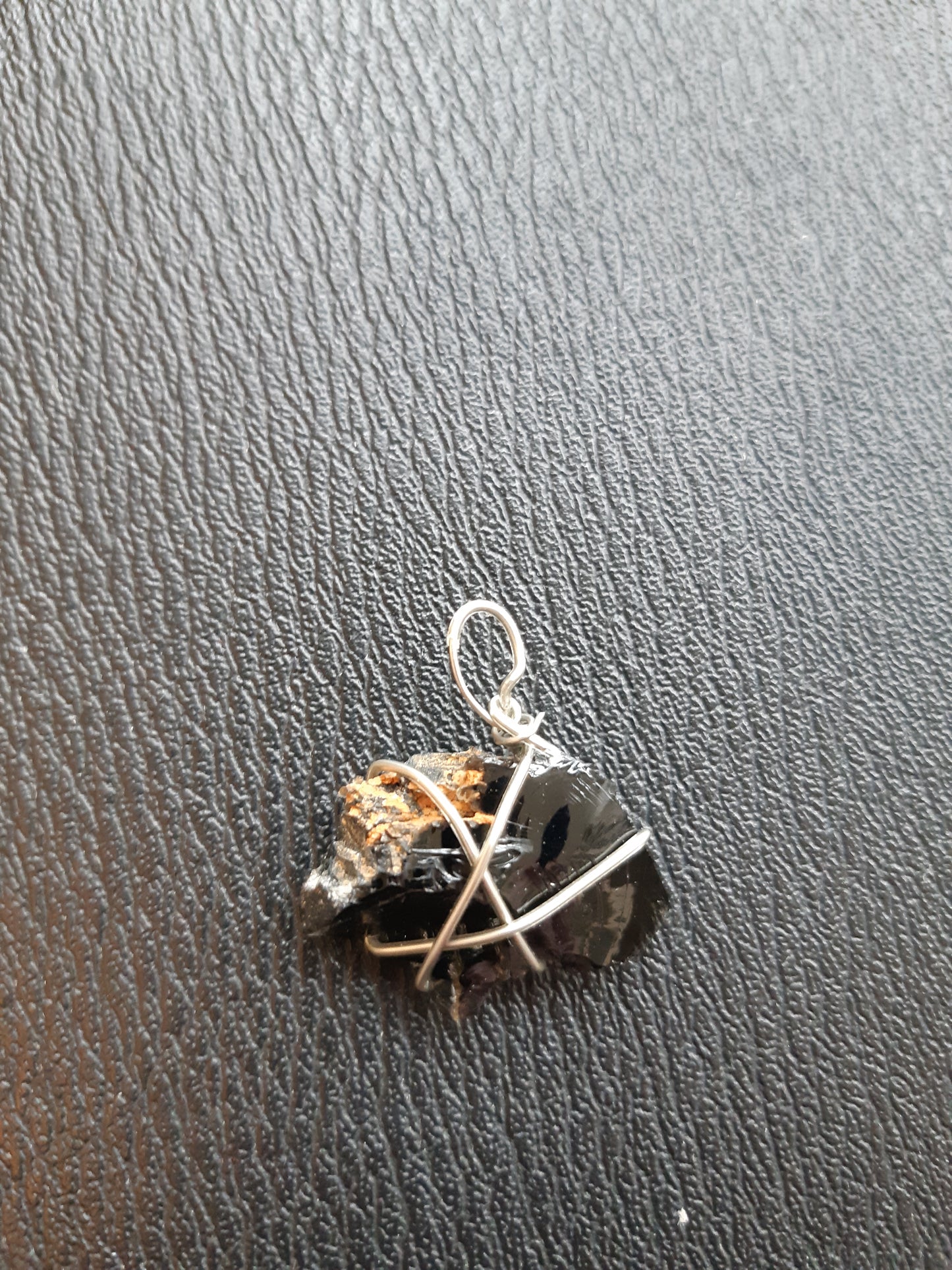 Obsidian shard wire wrapped pendants
