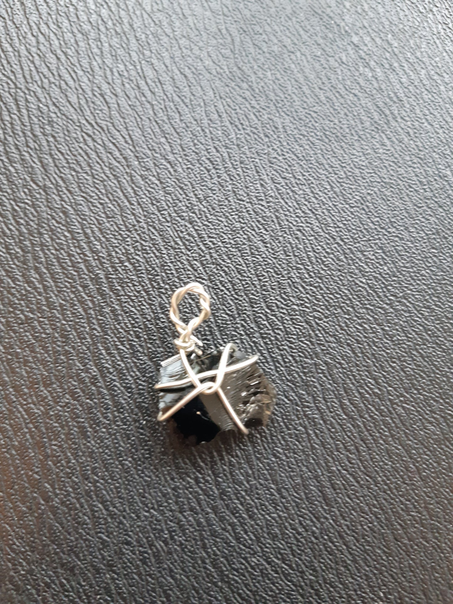 Obsidian shard wire wrapped pendants