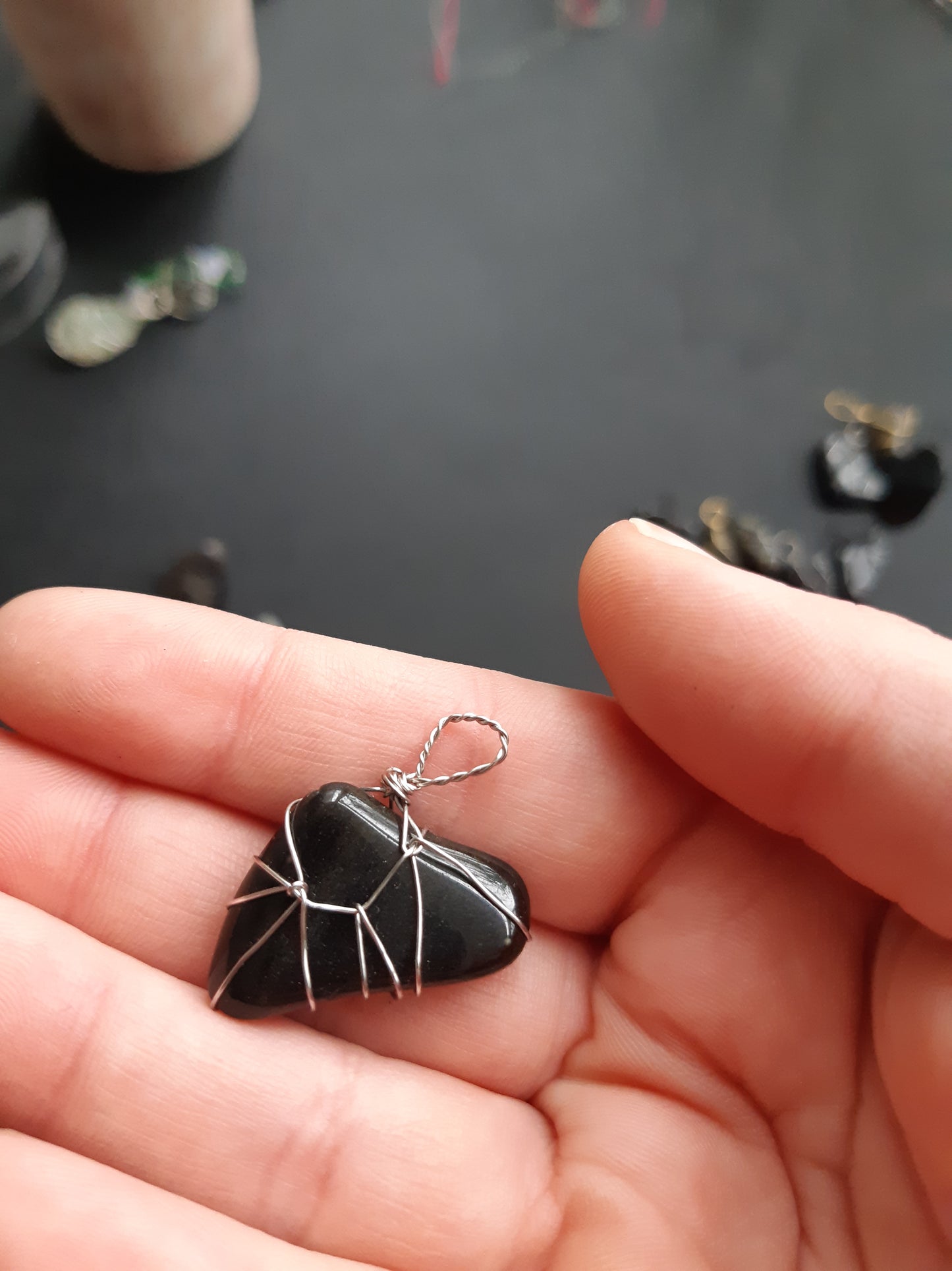 obsidian wire wrapped pendants