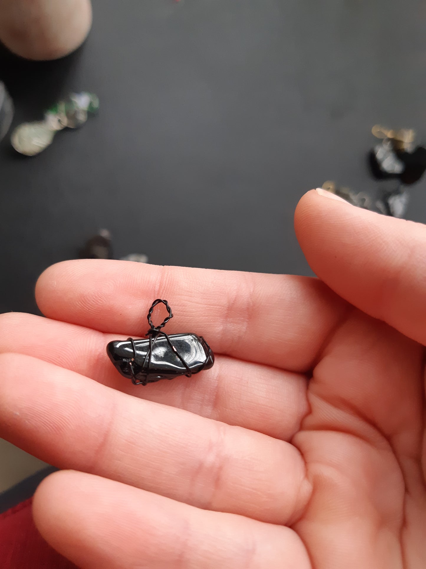 onyx wire wrapped pendants