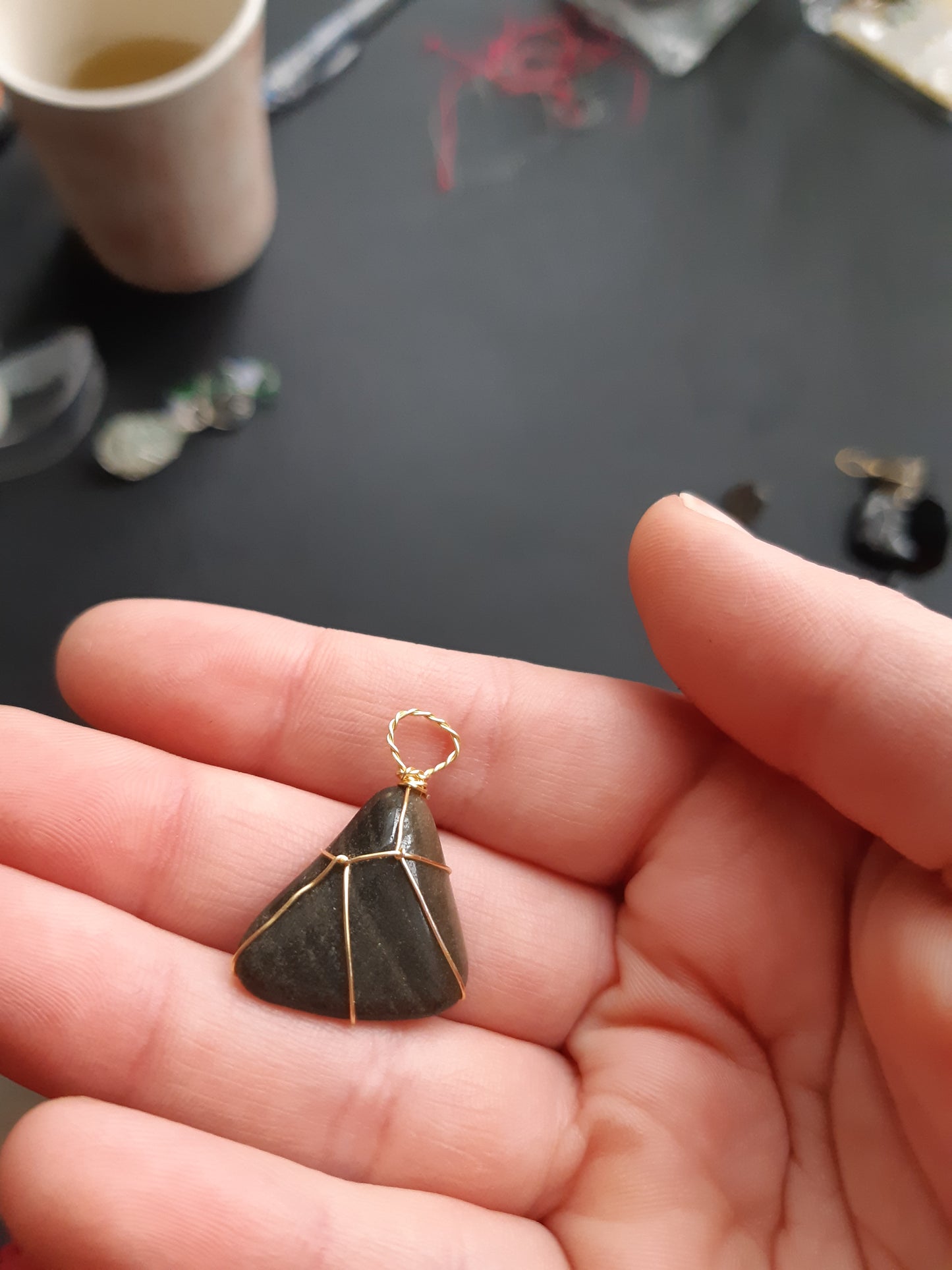 obsidian wire wrapped pendants