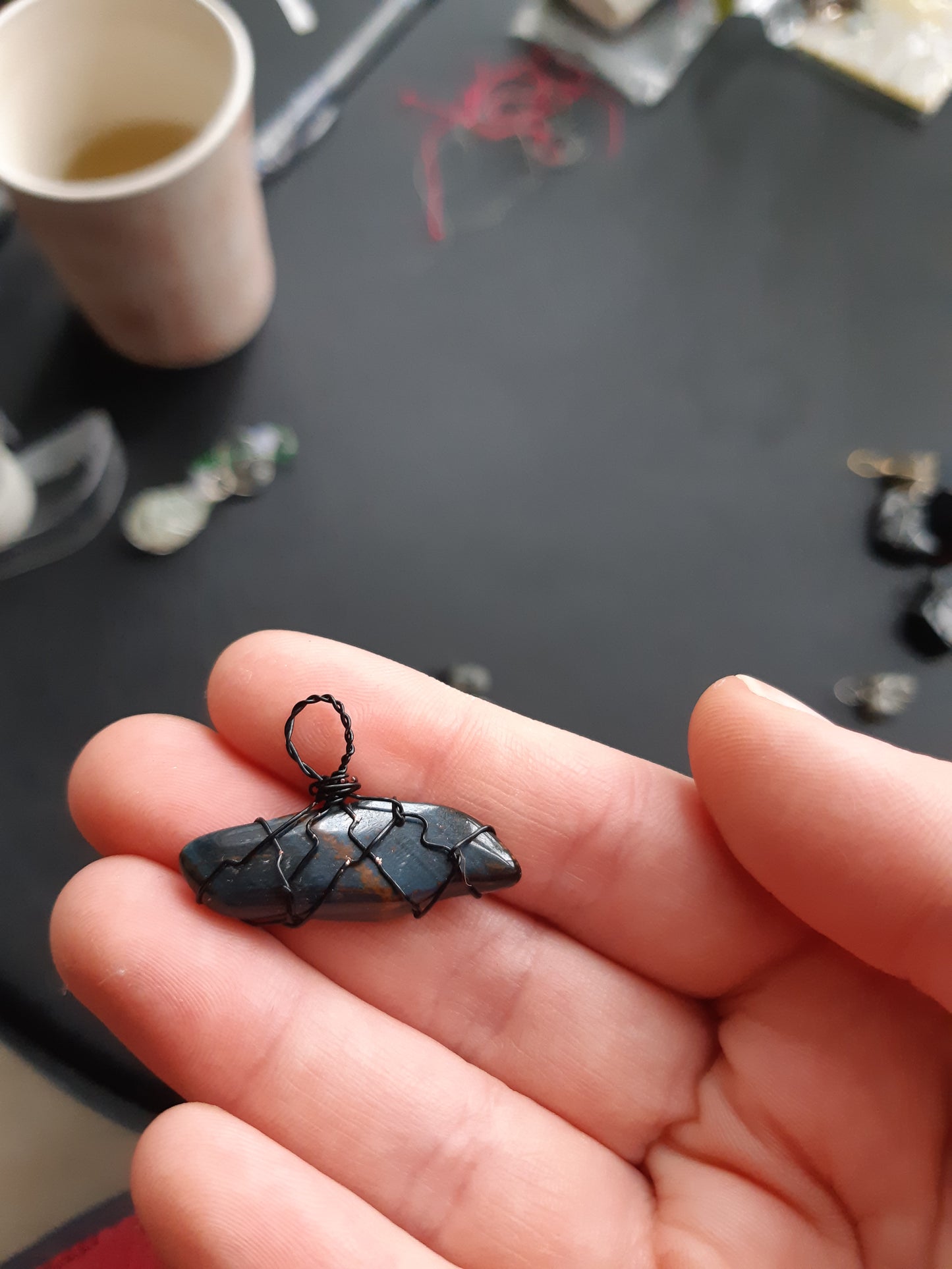 tigers eye wire wrapped pendants