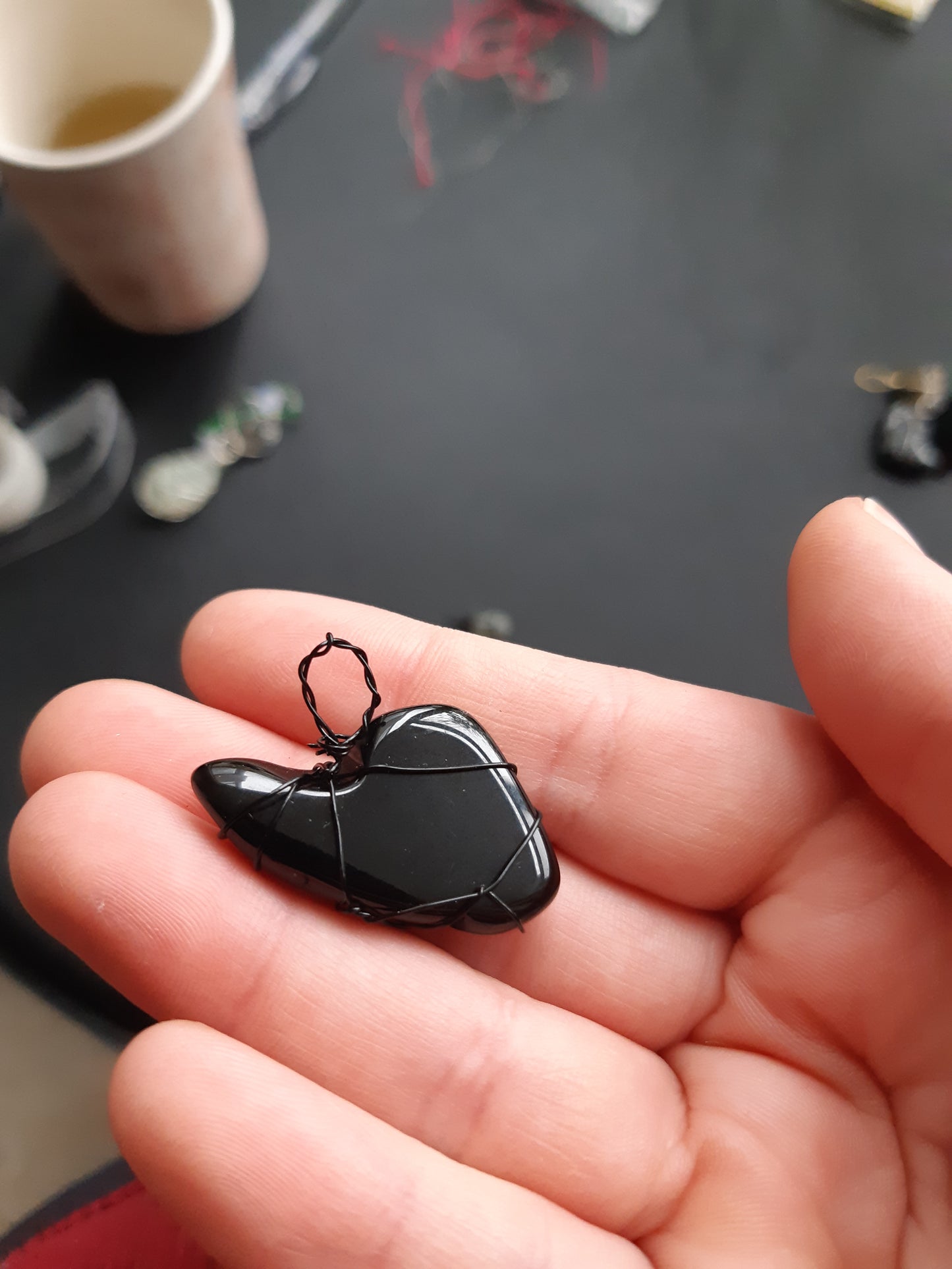onyx wire wrapped pendants