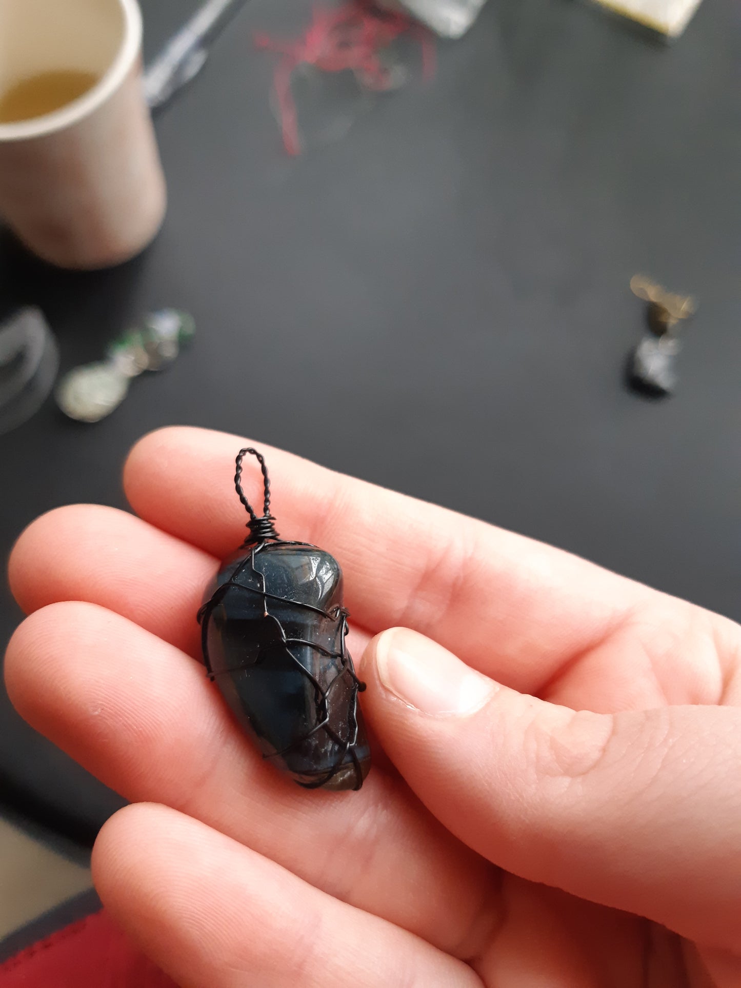 tigers eye wire wrapped pendants
