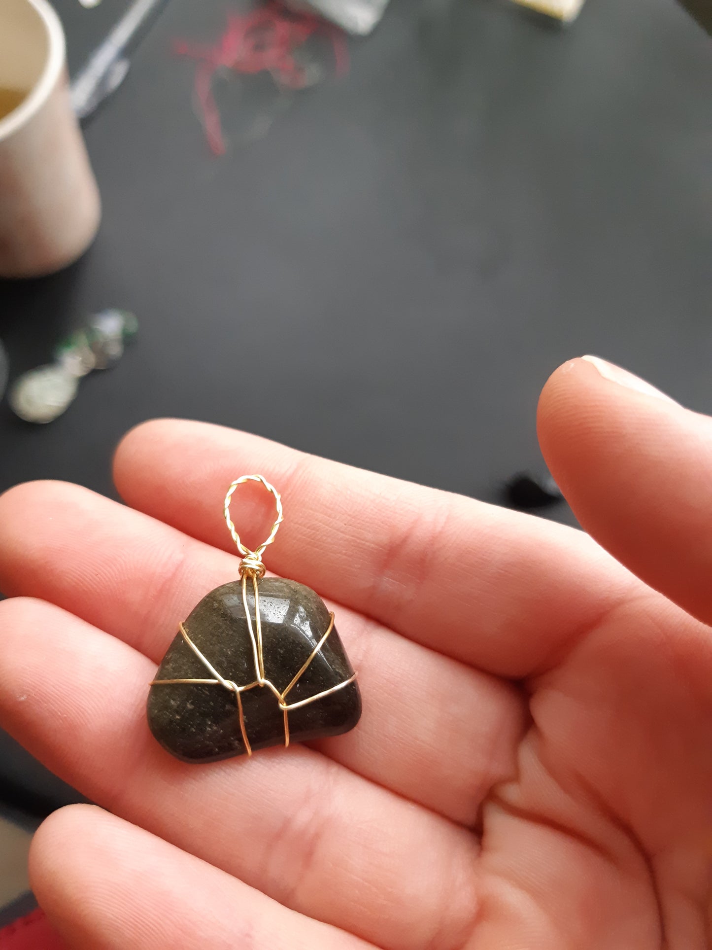 obsidian wire wrapped pendants