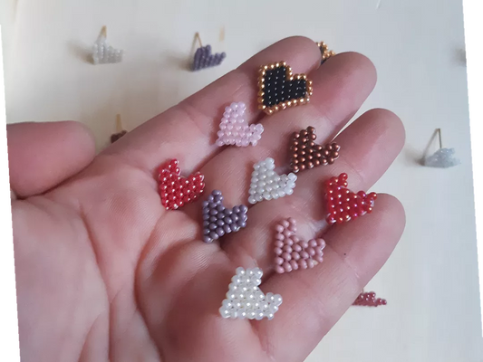 brick stitch heart studs