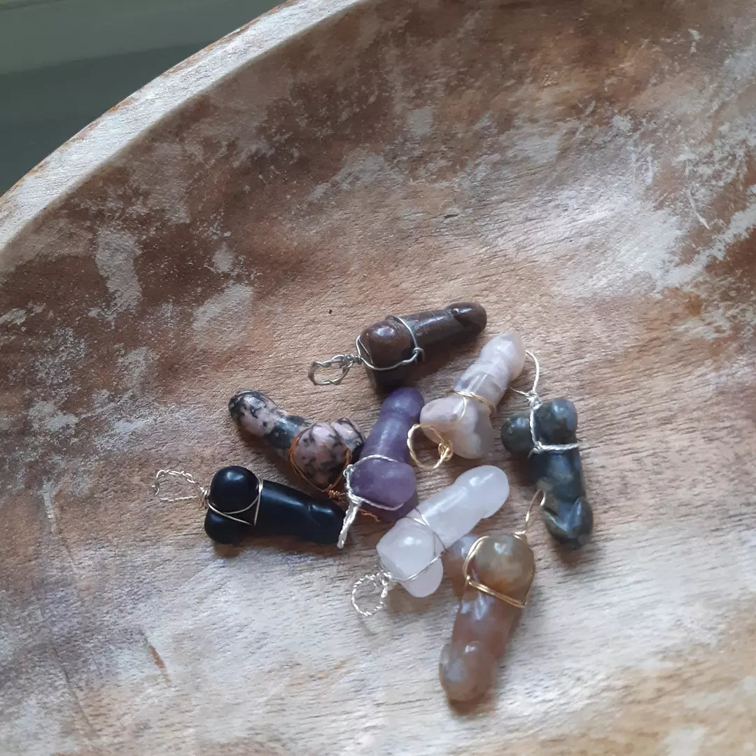 wire wrapped gemstone peen pendants