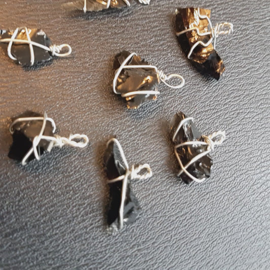 Obsidian shard wire wrapped pendants