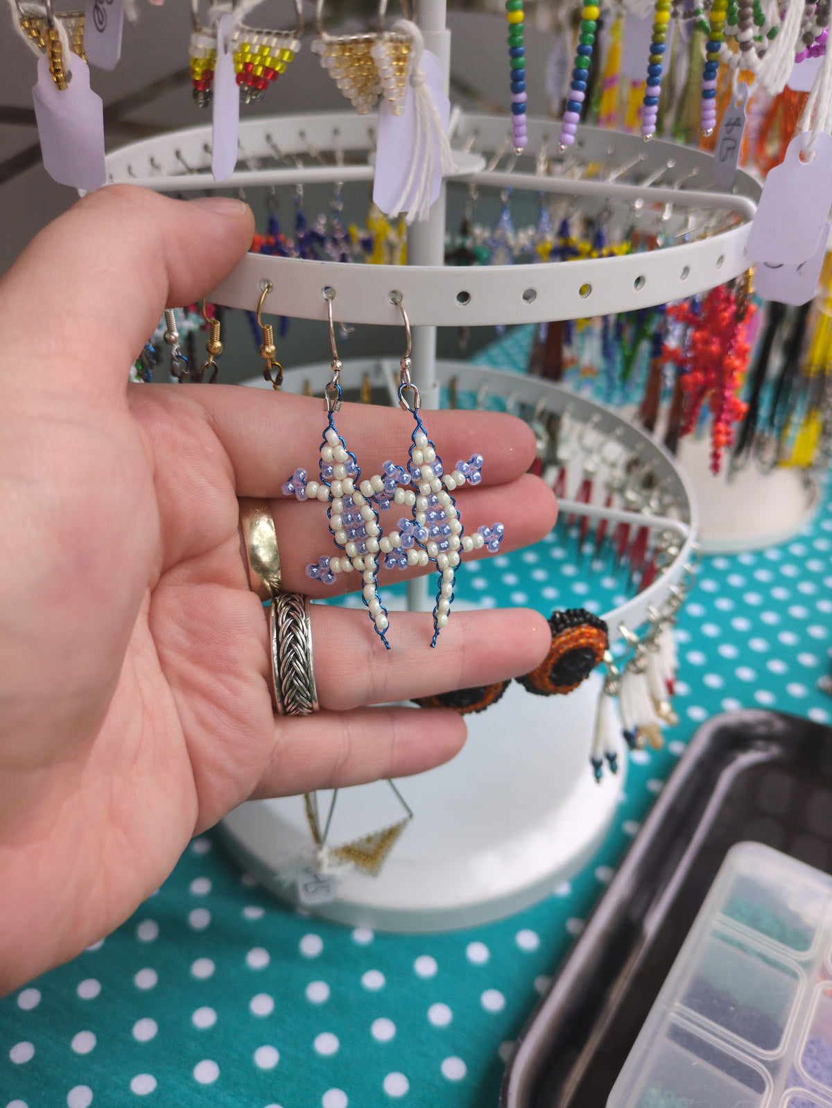 beaded gecko earrings