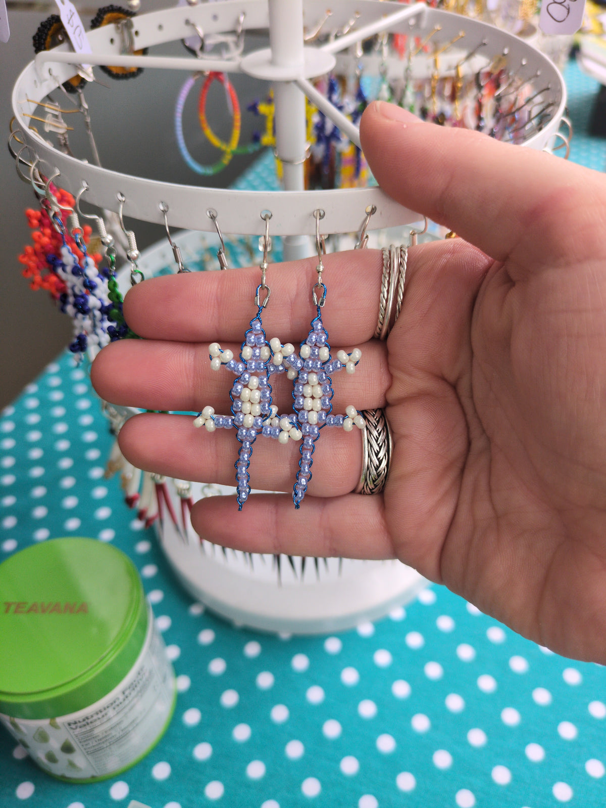 beaded gecko earrings