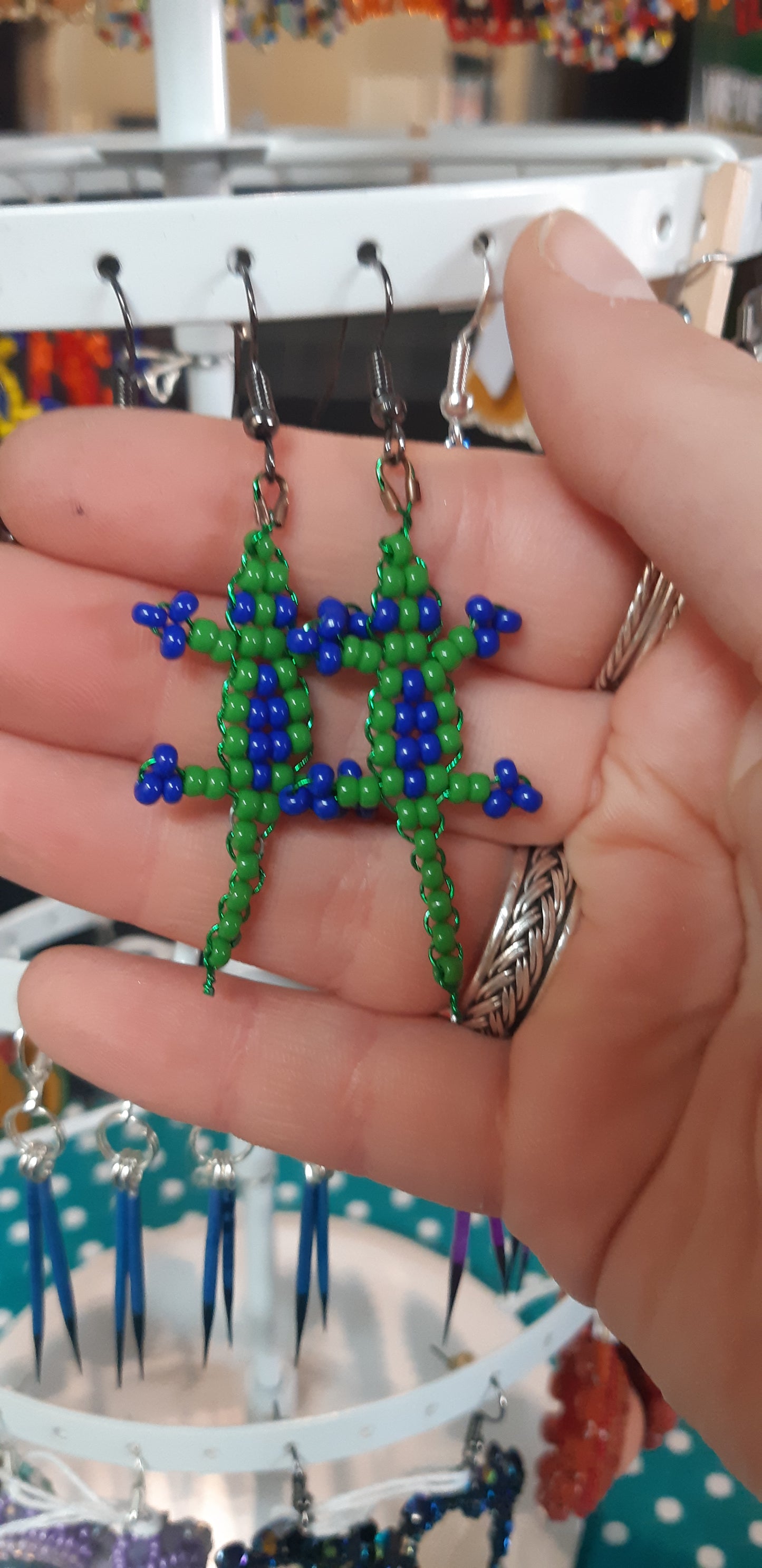 beaded gecko earrings