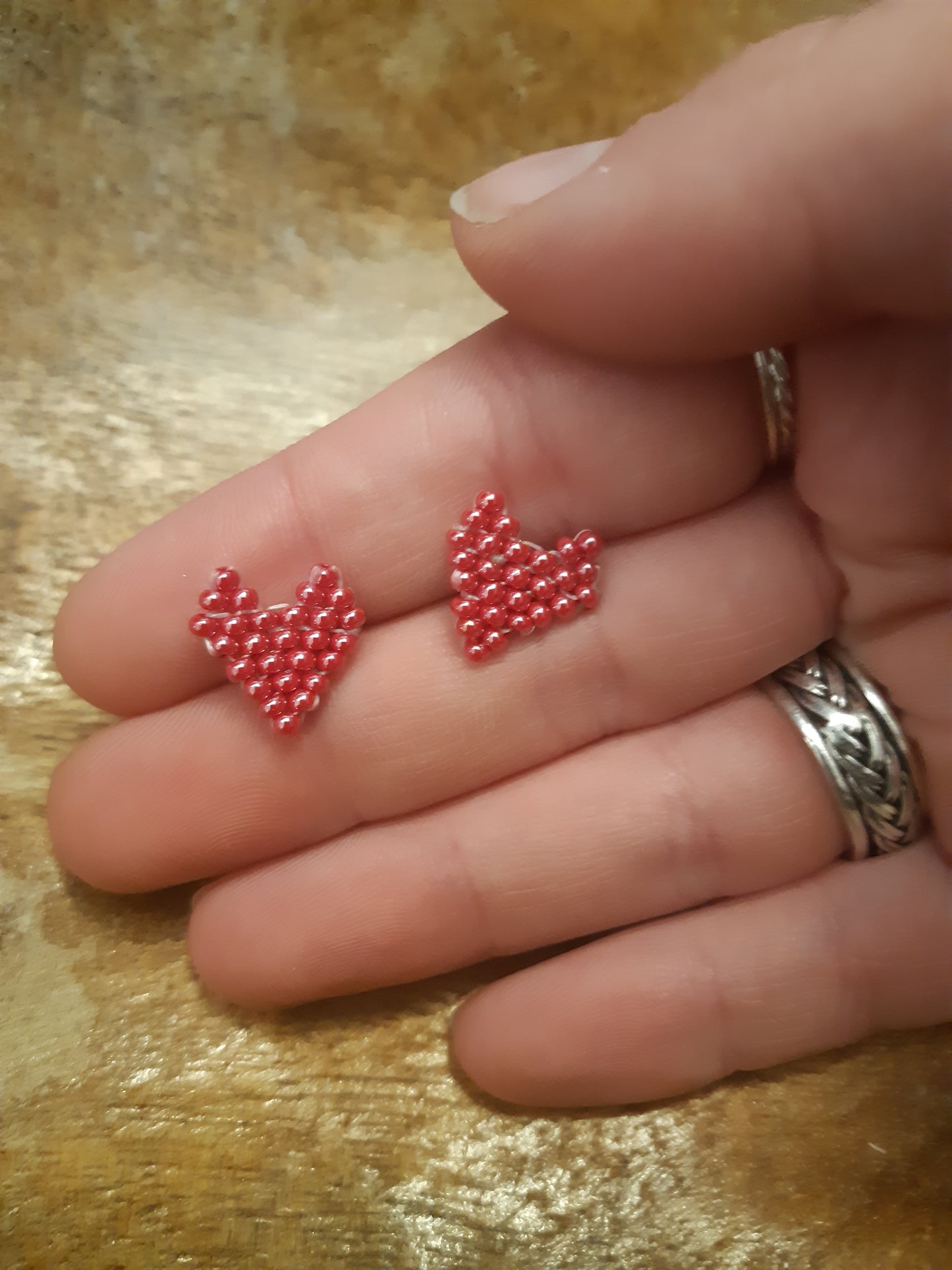 brick stitch heart studs