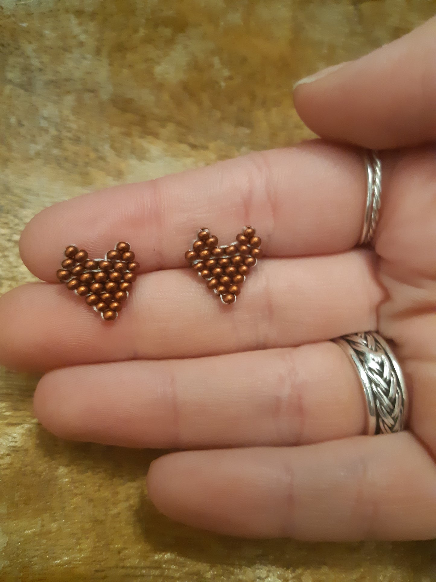 brick stitch heart studs