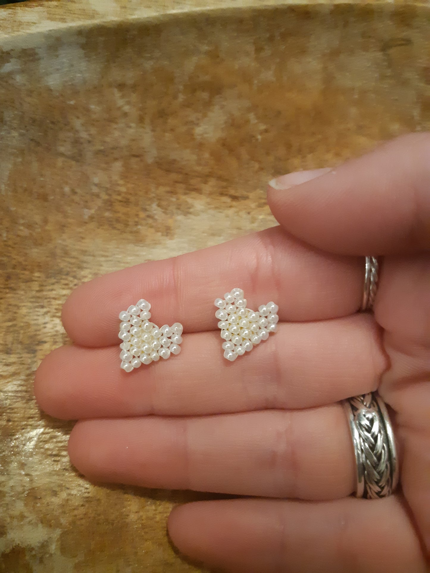 brick stitch heart studs