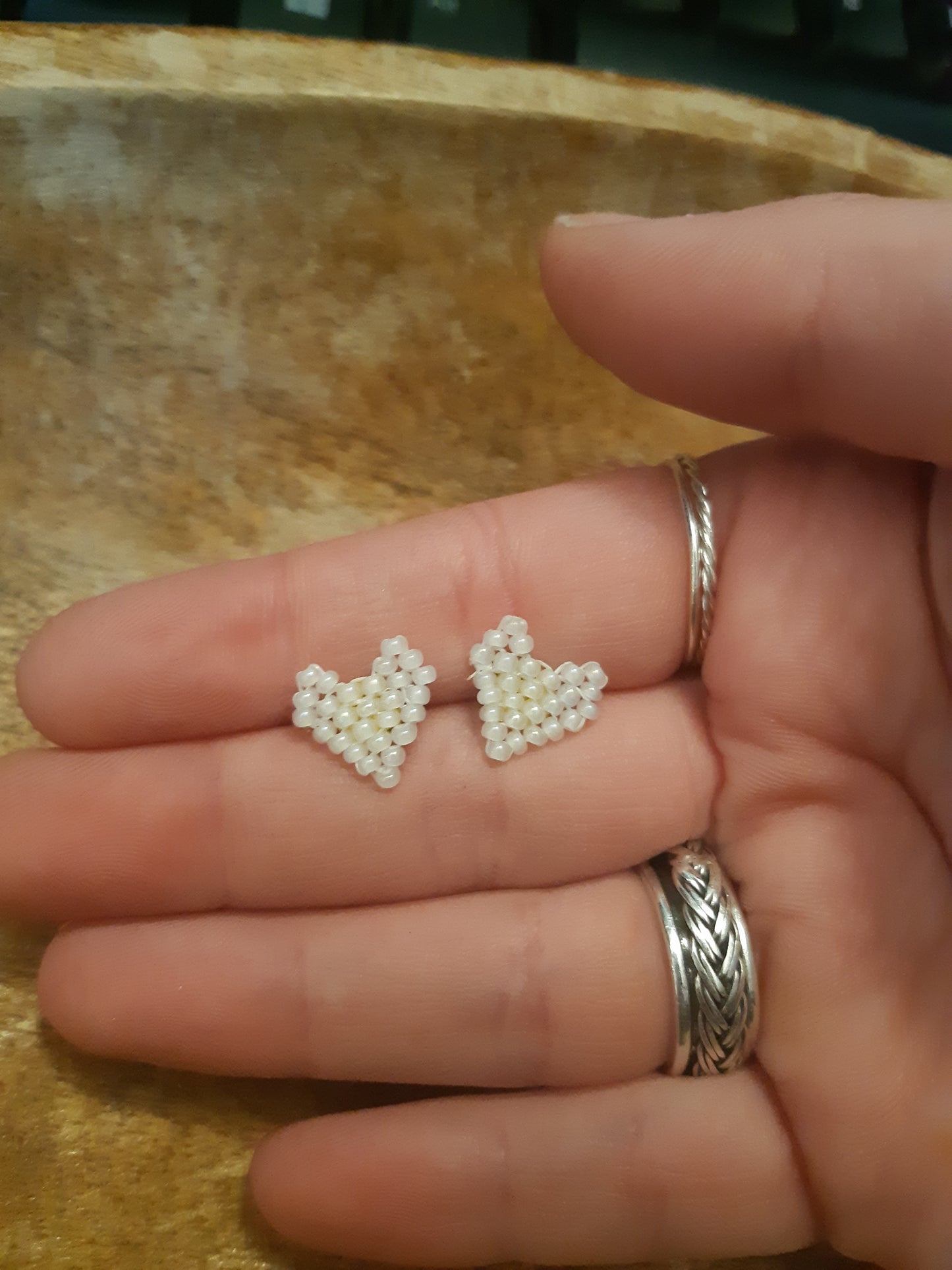 brick stitch heart studs