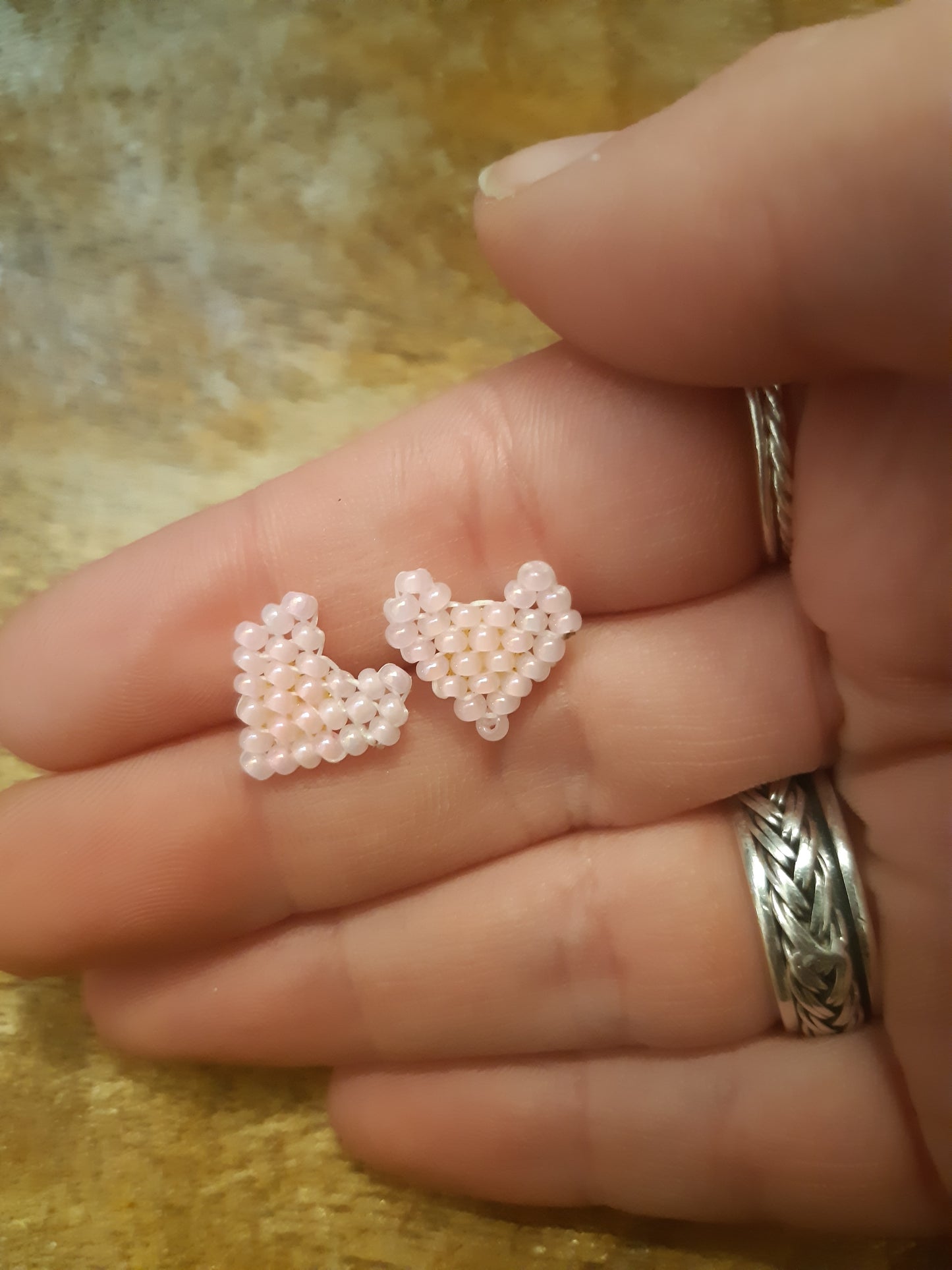 brick stitch heart studs
