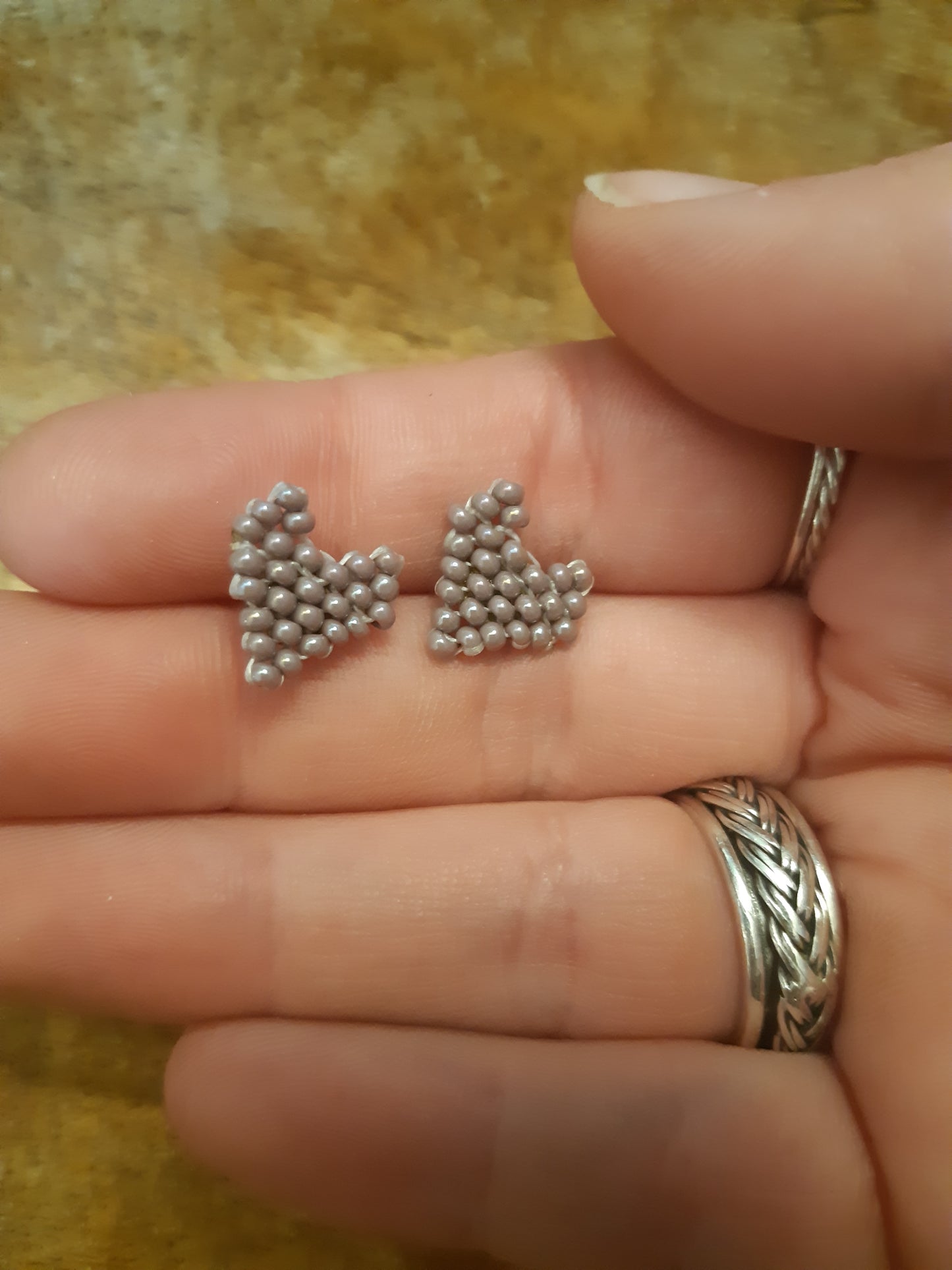 brick stitch heart studs