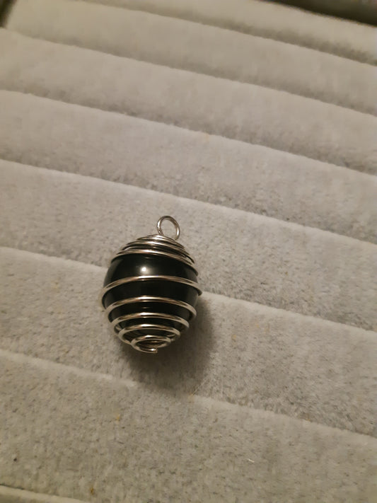 wire cage gemstone sphere pendants