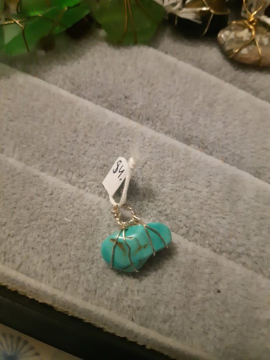 turquoise wire wrapped pendants