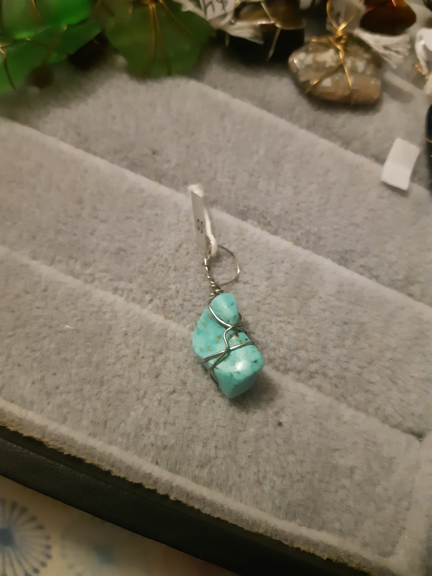 turquoise wire wrapped pendants