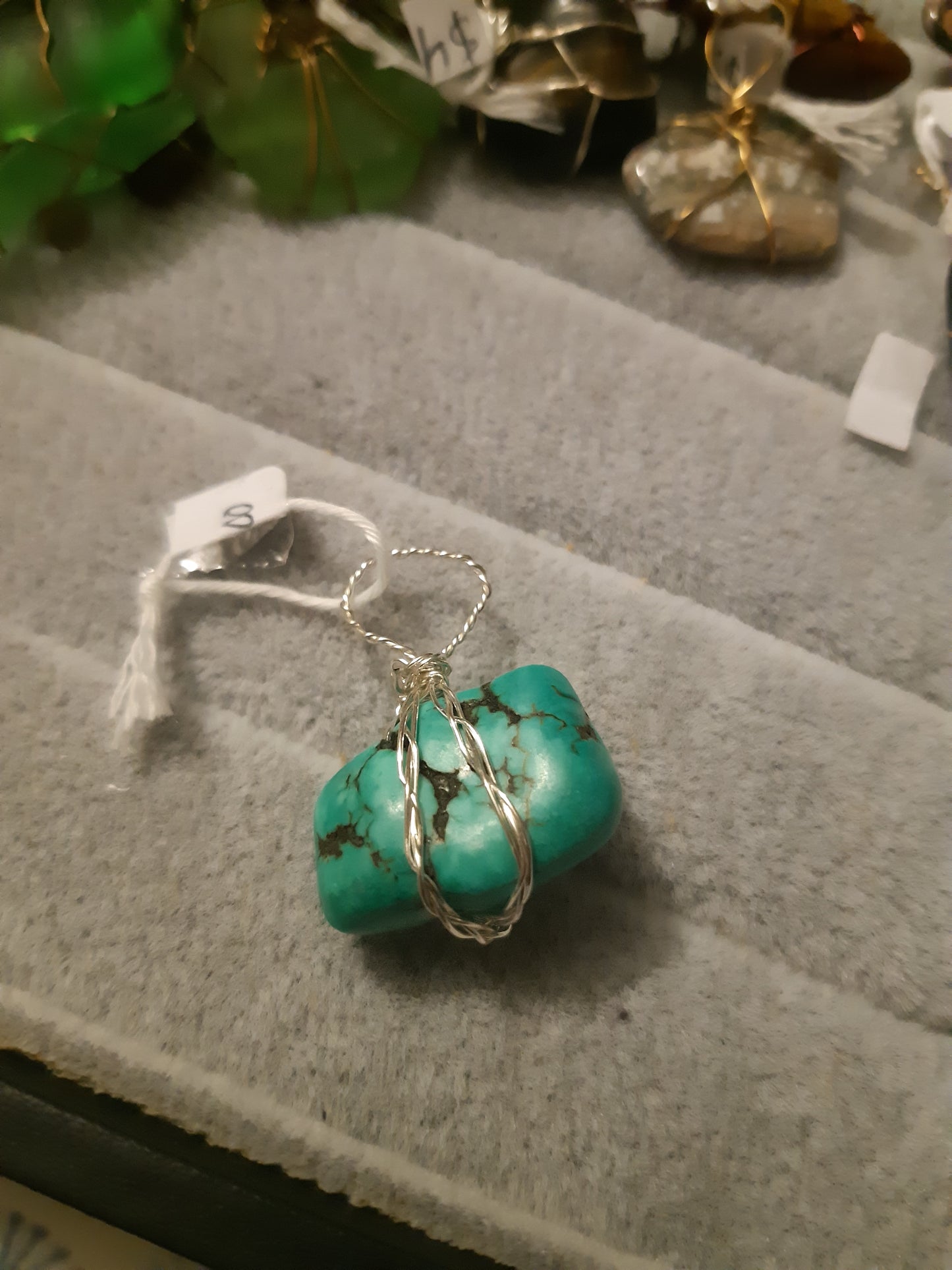 turquoise wire wrapped pendants