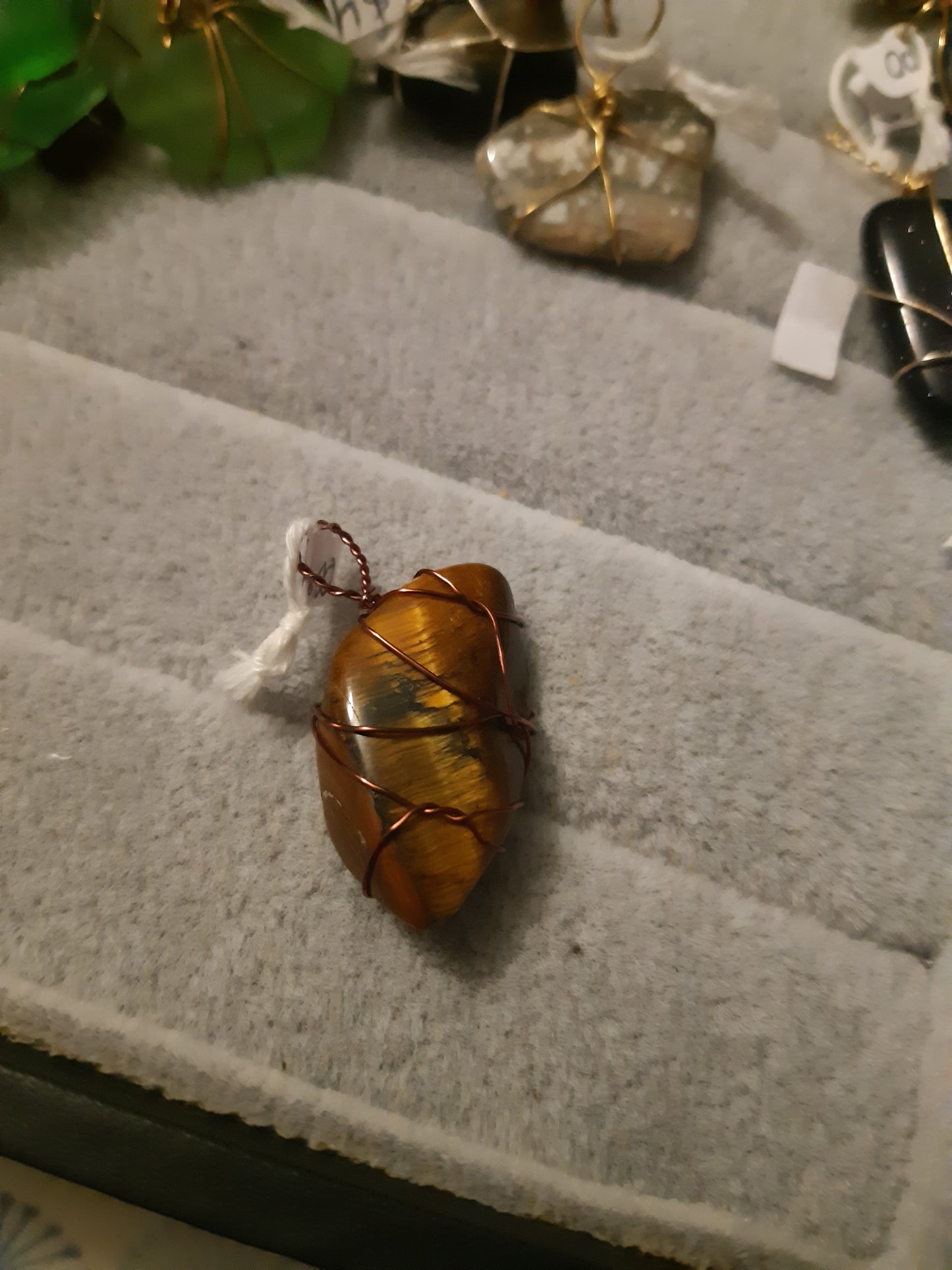 tigers eye wire wrapped pendants