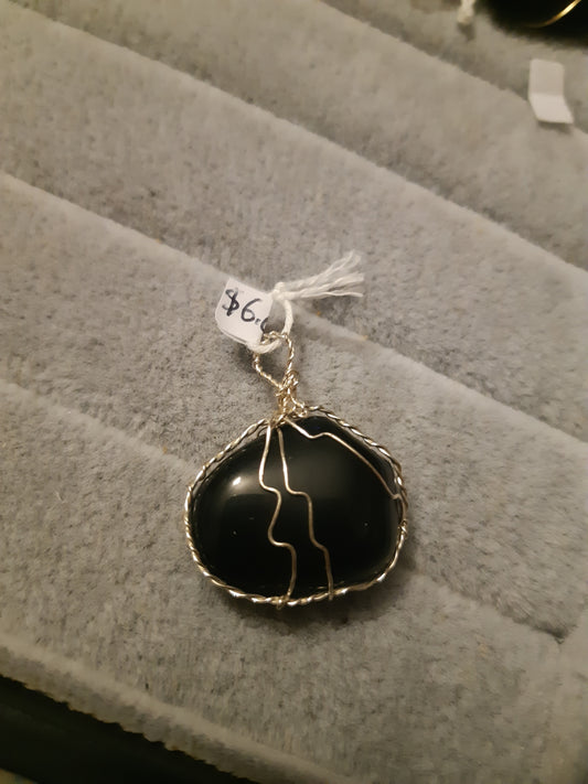 onyx wire wrapped pendants