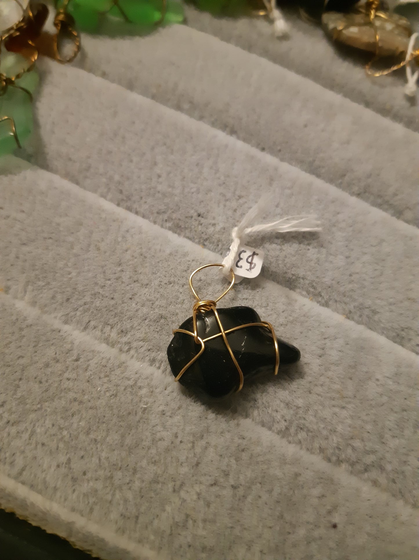 onyx wire wrapped pendants