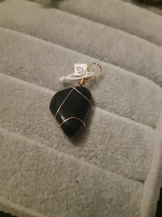 purple goldstone wire wrapped pendants