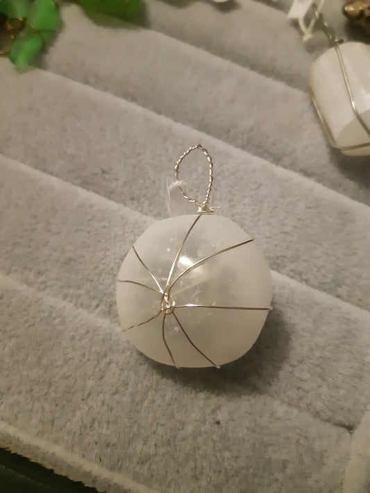 selenite wire wrapped pendants