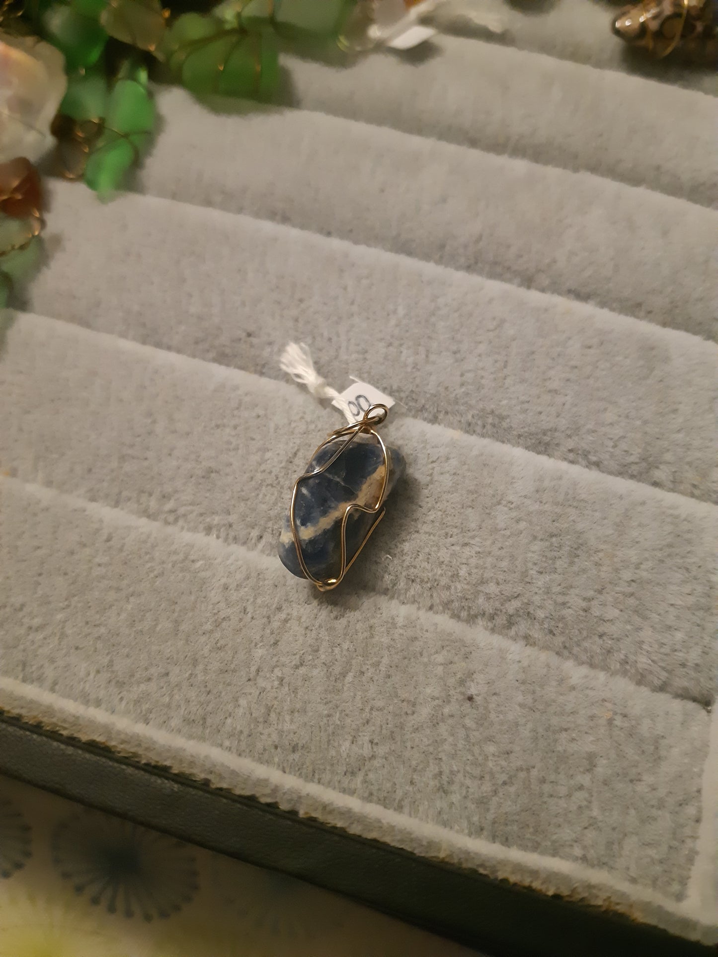 sodalite wire wrapped pendants